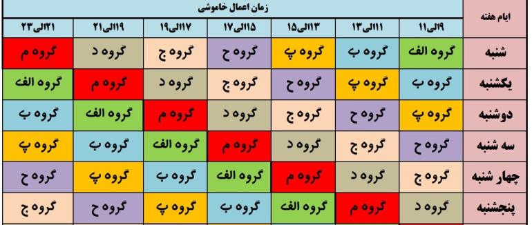 جدول زمانبندی قطعی برق